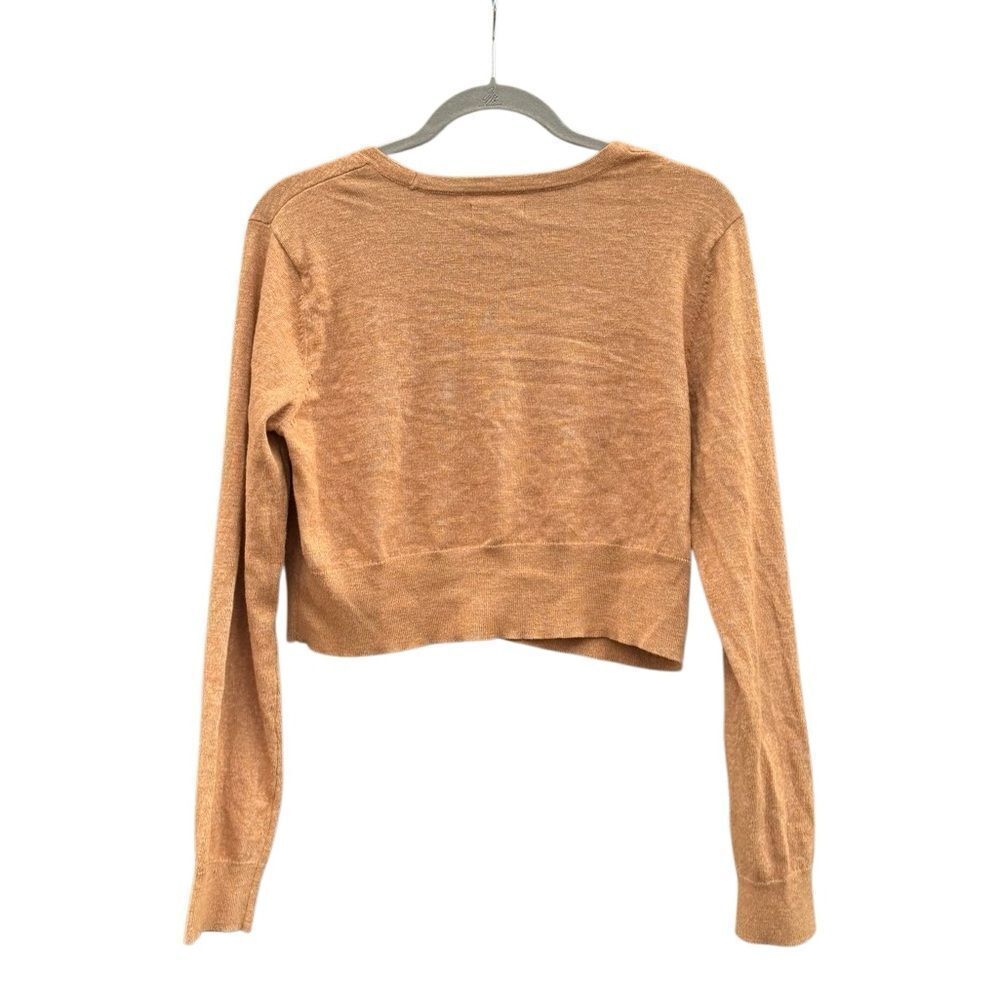 Nine West Women's V-Neck Cropped Cardigan in Rustic Tan Size Large - Picture 5 of 7
